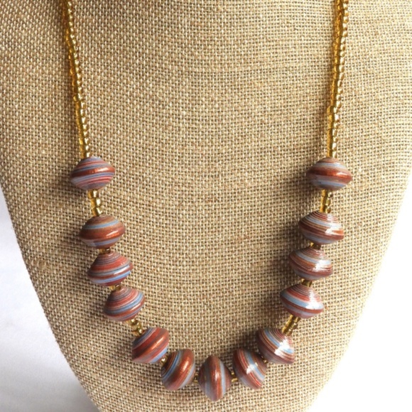 Jewelry - Boho Copper, Blue & Gold Handmade Necklace